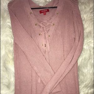 Pink oversized knitted sweatshirt